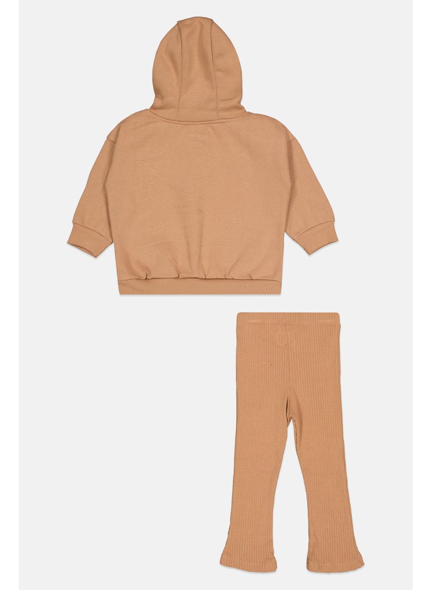 Toddlers Girl 2 Pcs Long Sleeve Sweatshirt And Leggings Set, Brown