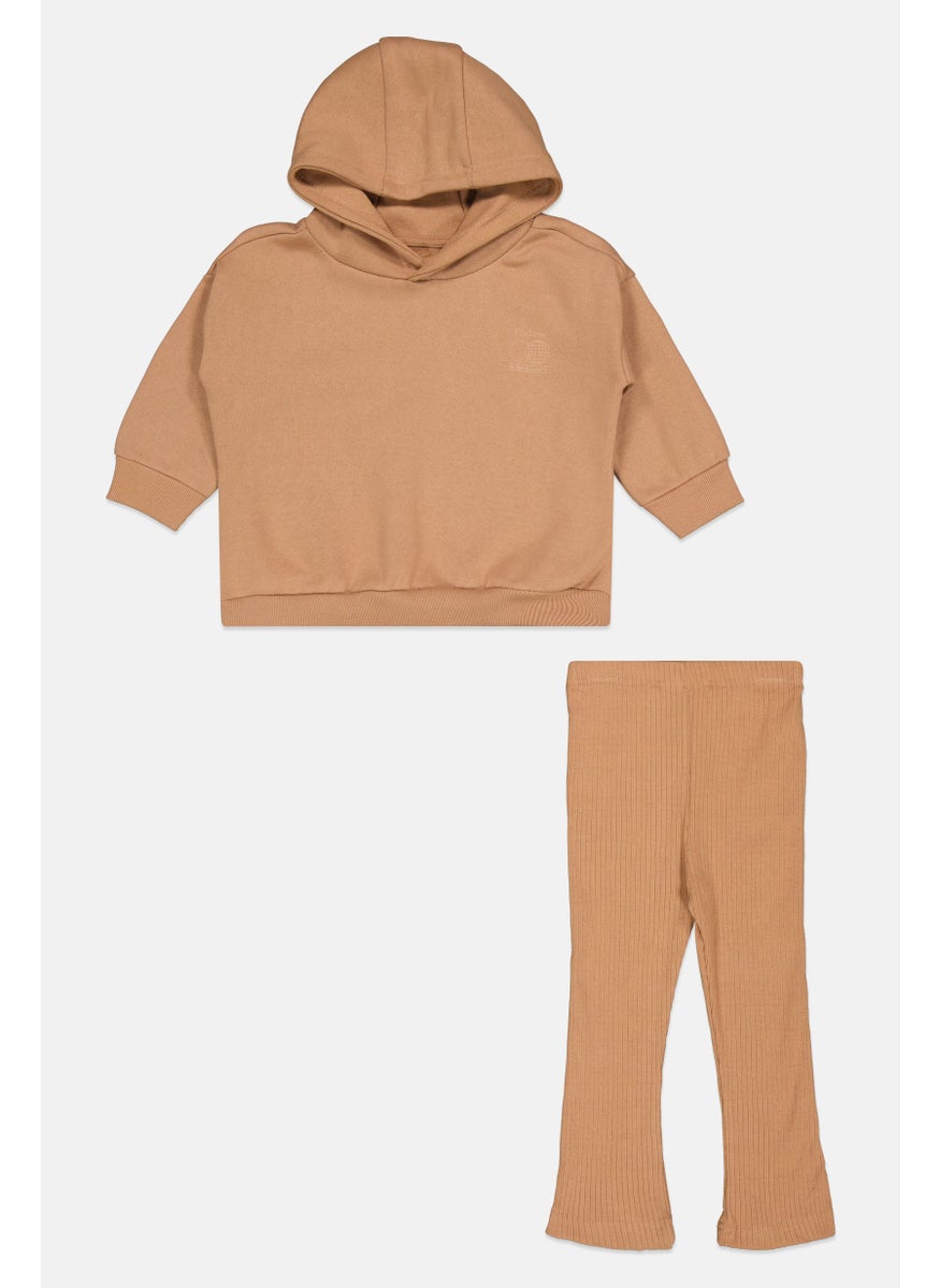Toddlers Girl 2 Pcs Long Sleeve Sweatshirt And Leggings Set, Brown