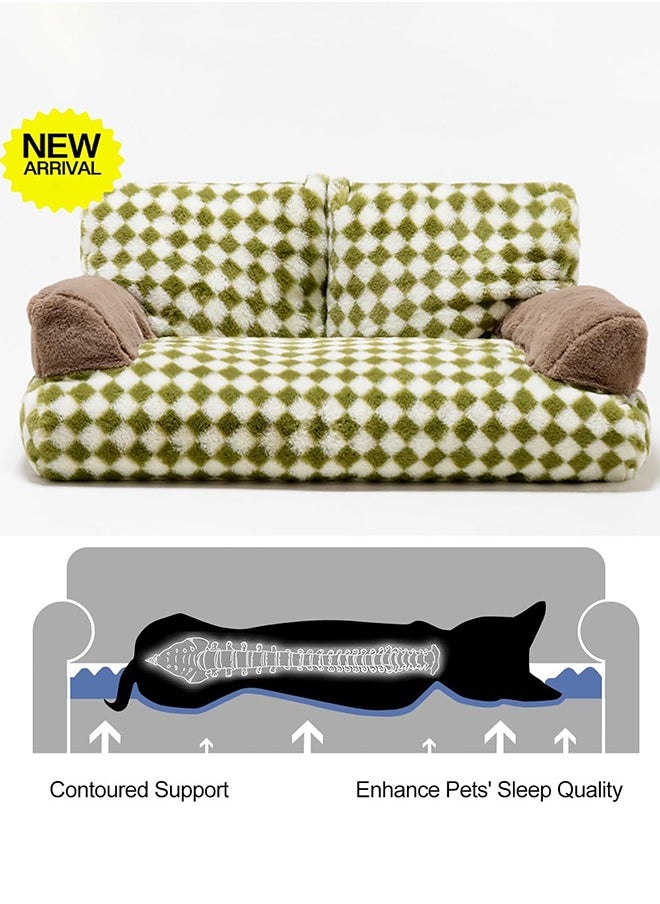 Pet Couch Bed, Washable Cat Beds for Medium Small Dogs & Cats up to 25 lbs, Durable Dog Beds with Non-Slip Bottom, Fluffy Cat Couch, 66 * 33 * 37cm