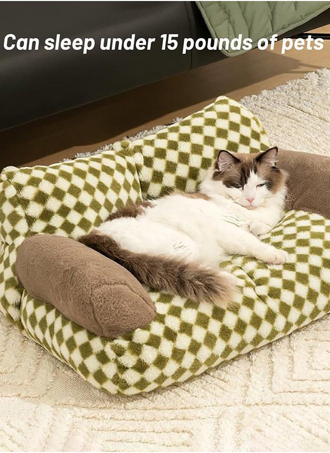 Pet Couch Bed, Washable Cat Beds for Medium Small Dogs & Cats up to 25 lbs, Durable Dog Beds with Non-Slip Bottom, Fluffy Cat Couch, 66 * 33 * 37cm