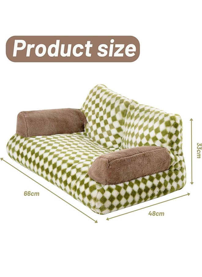 Pet Couch Bed, Washable Cat Beds for Medium Small Dogs & Cats up to 25 lbs, Durable Dog Beds with Non-Slip Bottom, Fluffy Cat Couch, 66 * 33 * 37cm