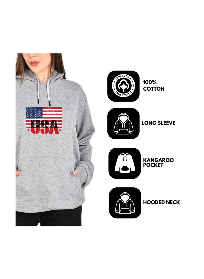 USA Printed Women's Hoodies–Full Sleeve,Soft Cotton Fabric|Comfortable&Stylish|Casual Hoodies For Everyday Wear|Hoodies For Women