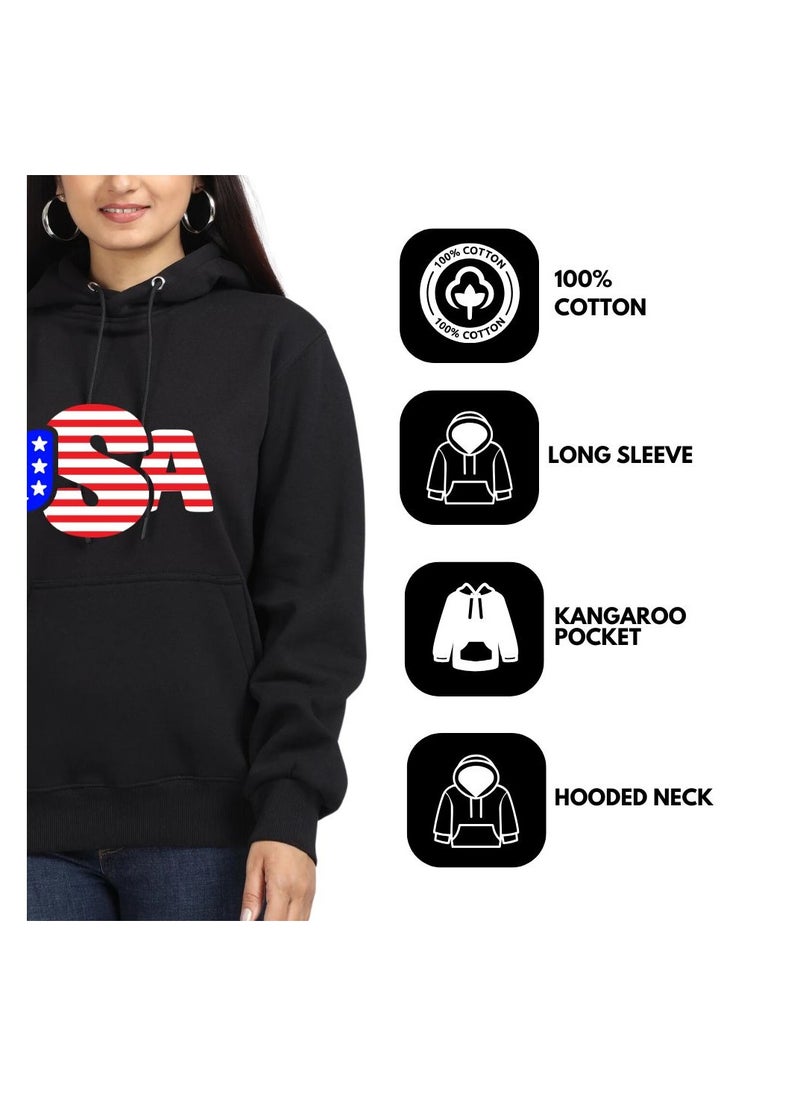 USA Printed Women's Hoodies–Full Sleeve,Soft Cotton Fabric|Comfortable&Stylish|Casual Hoodies For Everyday Wear|Hoodies For Women