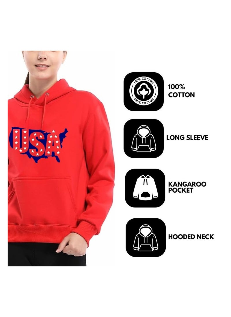 USA Printed Women's Hoodies–Full Sleeve,Soft Cotton Fabric|Comfortable&Stylish|Casual Hoodies For Everyday Wear|Hoodies For Women