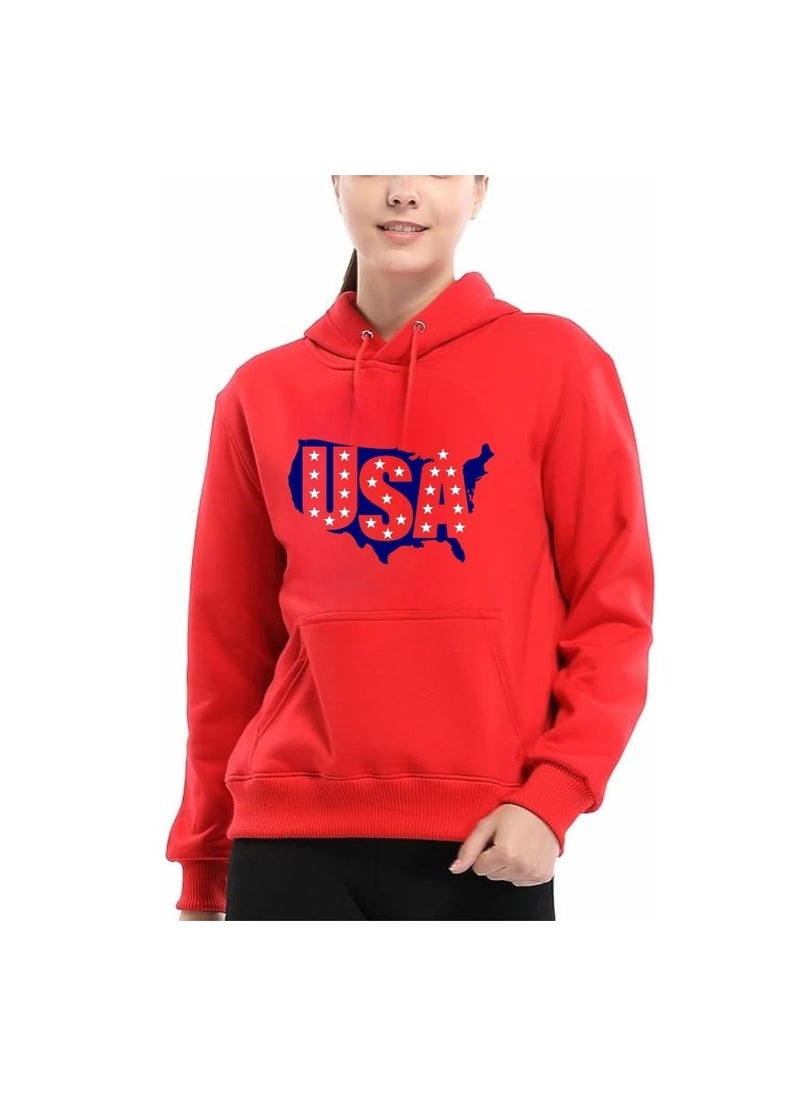USA Printed Women's Hoodies–Full Sleeve,Soft Cotton Fabric|Comfortable&Stylish|Casual Hoodies For Everyday Wear|Hoodies For Women