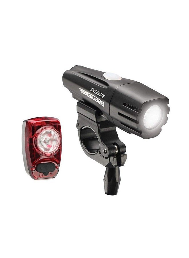 Metro 700 Lumen Headlight And Hotshot 100 Lumen Tail Light Usb Rechargeable Bike Light Combo Set , Black ; Red