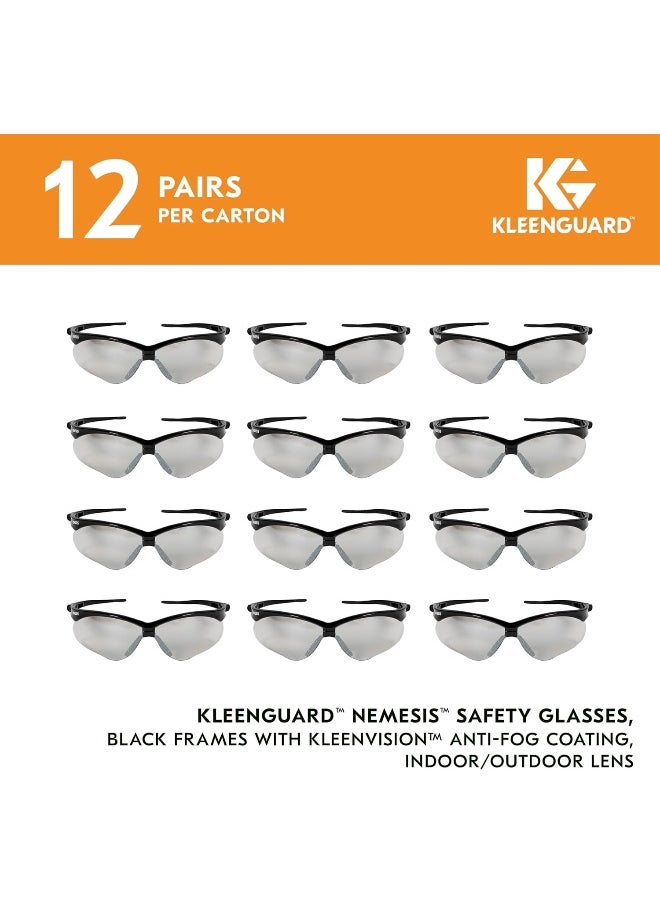 KLEENGUARD Jackson Safety V30 Nemesis Safety Glasses (25685), Indoor/Outdoor Lens with Black Frame, 12 Pairs/Case
