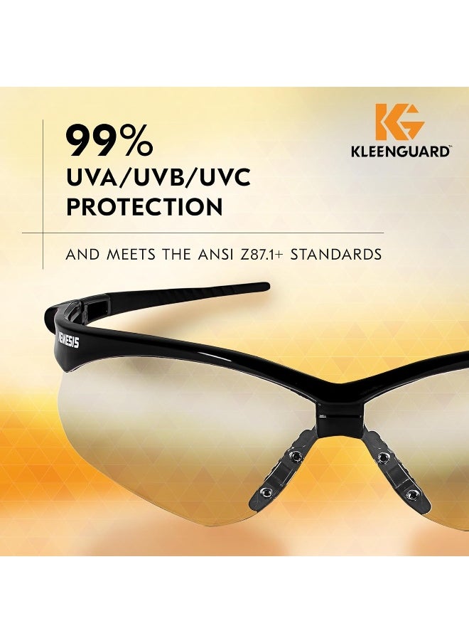 KLEENGUARD Jackson Safety V30 Nemesis Safety Glasses (25685), Indoor/Outdoor Lens with Black Frame, 12 Pairs/Case