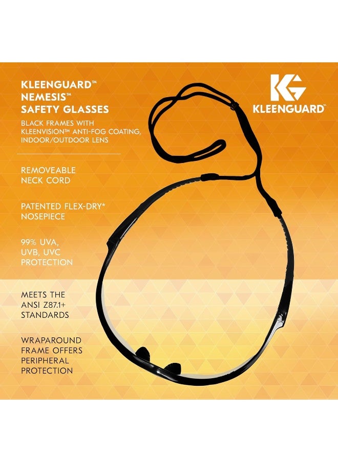 KLEENGUARD Jackson Safety V30 Nemesis Safety Glasses (25685), Indoor/Outdoor Lens with Black Frame, 12 Pairs/Case