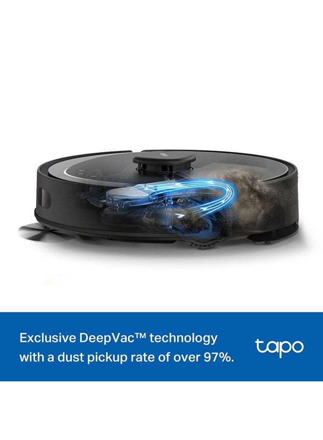 Tapo RV30 Max 5300Pa Hyper Suction Robot Vacuum & Mop with LiDAR+IMU Dual Navigation, Auto-Empty Dock, Smart Cleaning, Multi-Floor Mapping, Carpet Avoidance, and Voice Control for Effortless, Spotless Home Cleaning 45 W Tapo RV30 Max Black