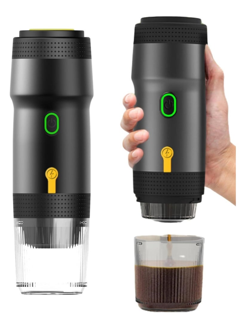 3-in-1 Electric Espresso Machine Portable - 20Bar Capsules Ground Coffee Extraction, Fast Heating Electric Coffee Machine with USB & Vehicle Charger for Travel