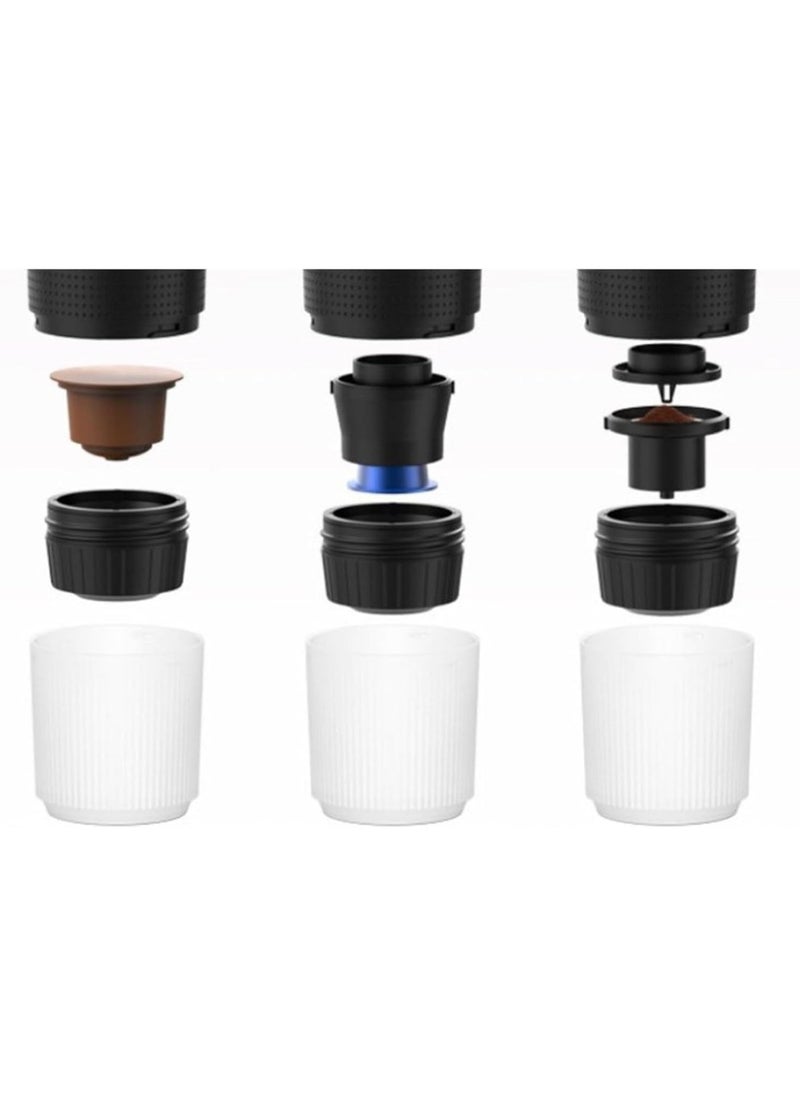 3-in-1 Electric Espresso Machine Portable - 20Bar Capsules Ground Coffee Extraction, Fast Heating Electric Coffee Machine with USB & Vehicle Charger for Travel
