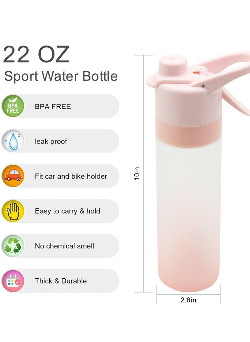 22oz/ 650ml Sports Water Bottle Reusable Fitness Water Jug Multifunctional Spray Water Cup with Mist Hydration
