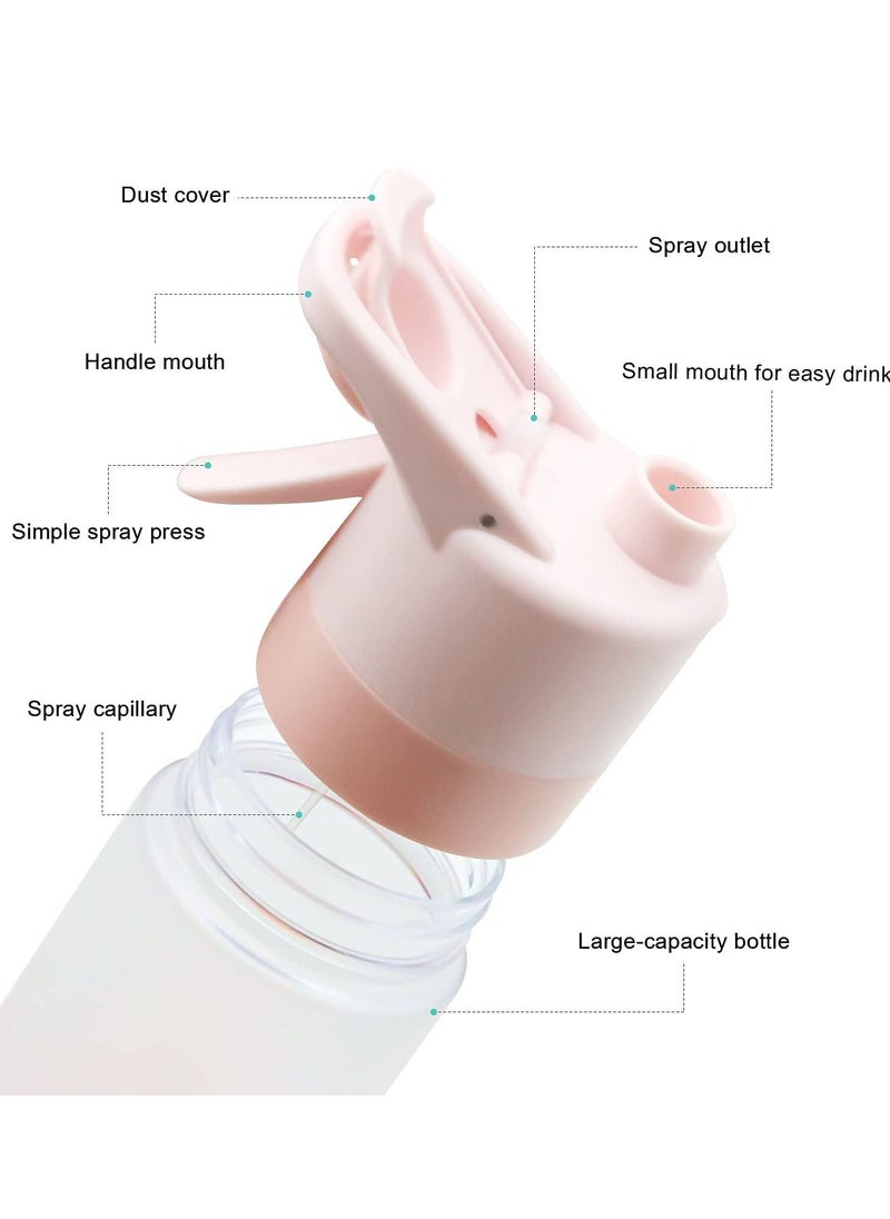 22oz/ 650ml Sports Water Bottle Reusable Fitness Water Jug Multifunctional Spray Water Cup with Mist Hydration