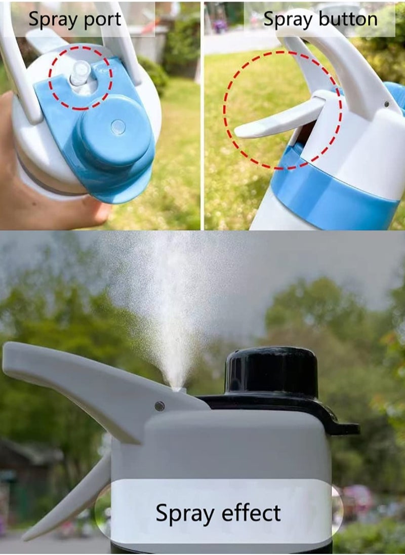 Mist Spray Water Bottle, 650ml Sports Water Bottle Reusable Fitness Water Jug Multifunctional Spray Water Cup with Mist Hydration