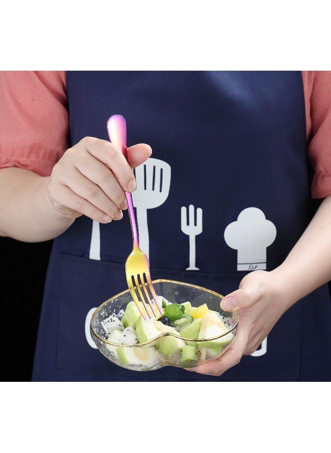 Kyraton Rainbow Dinner Fork 6 Pieces, Stainless Steel 8.17 Inch Forks Colorful Titanium Plating Silverware, Multi-Color Forks Set of 6