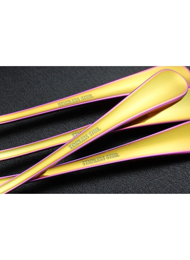 Kyraton Rainbow Dinner Fork 6 Pieces, Stainless Steel 8.17 Inch Forks Colorful Titanium Plating Silverware, Multi-Color Forks Set of 6
