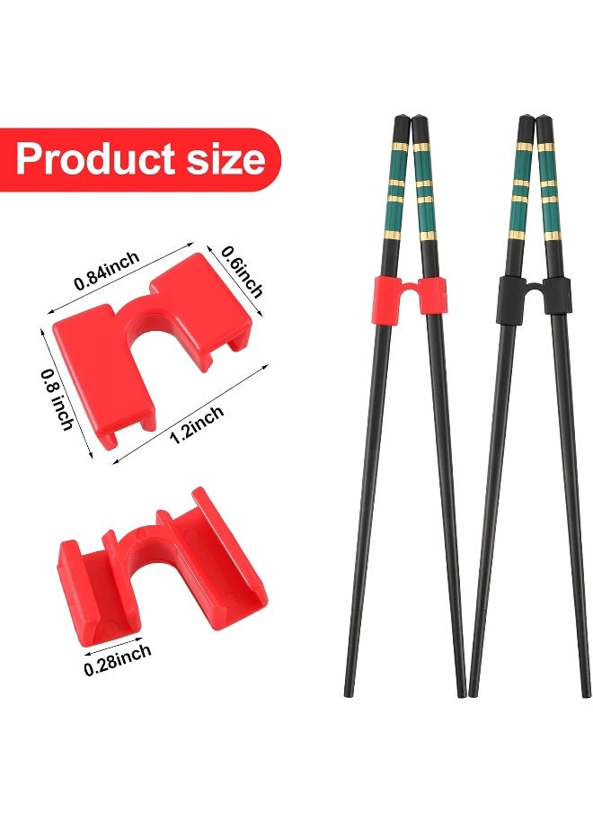 Patelai 10 Pieces Reusable Chopstick Helpers Training Chopsticks Hinges Connector Reusable Plastic Training Chopstick for Adults Kids Beginner Trainers, Red and Black