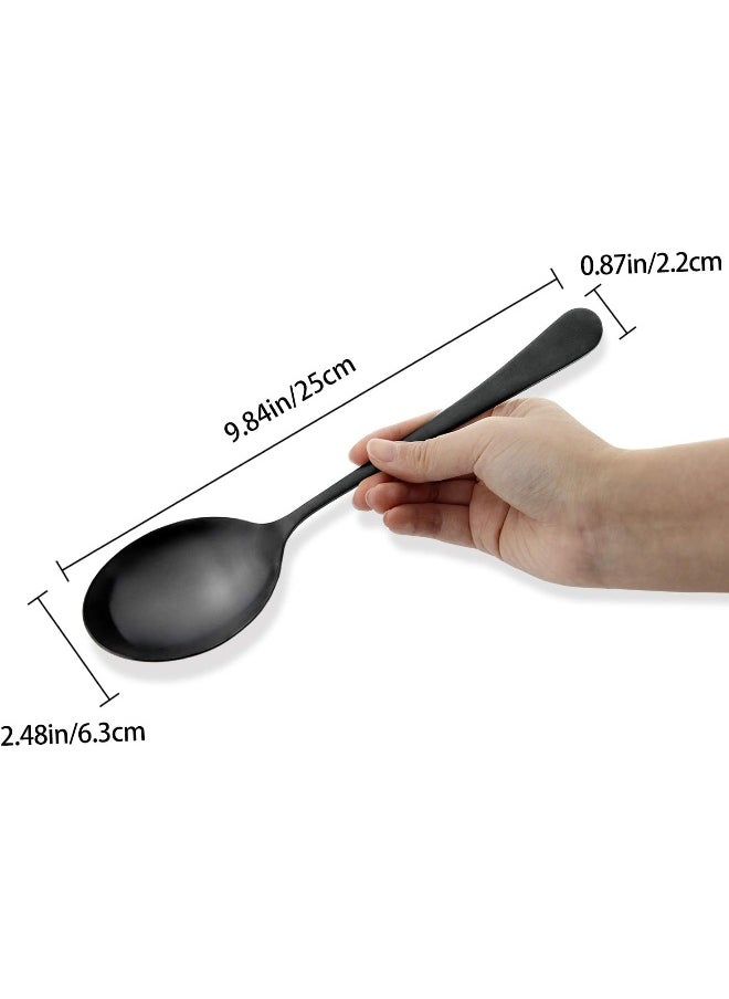 AOOSY Serving Spoons, Matte Black X-Large Spoons, 6 Pieces 9.8 Inches Serving Tablespoons, Stainless Steel Solid Buffet Banquet Flatware Kitchen Basics Serving Spoon Big Ladle Spoon