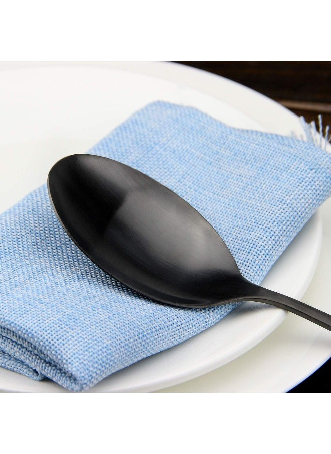 AOOSY Serving Spoons, Matte Black X-Large Spoons, 6 Pieces 9.8 Inches Serving Tablespoons, Stainless Steel Solid Buffet Banquet Flatware Kitchen Basics Serving Spoon Big Ladle Spoon