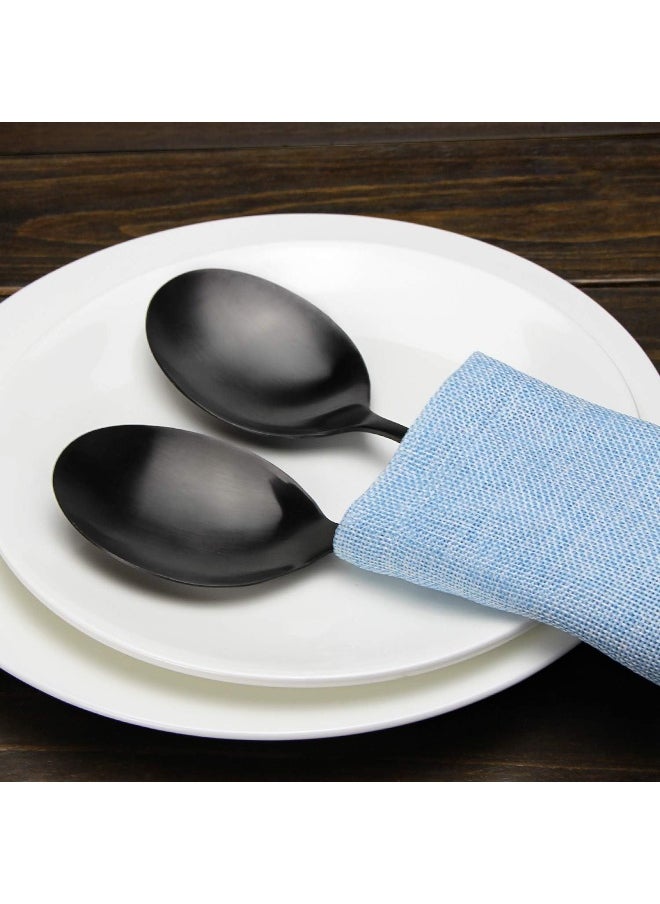 AOOSY Serving Spoons, Matte Black X-Large Spoons, 6 Pieces 9.8 Inches Serving Tablespoons, Stainless Steel Solid Buffet Banquet Flatware Kitchen Basics Serving Spoon Big Ladle Spoon