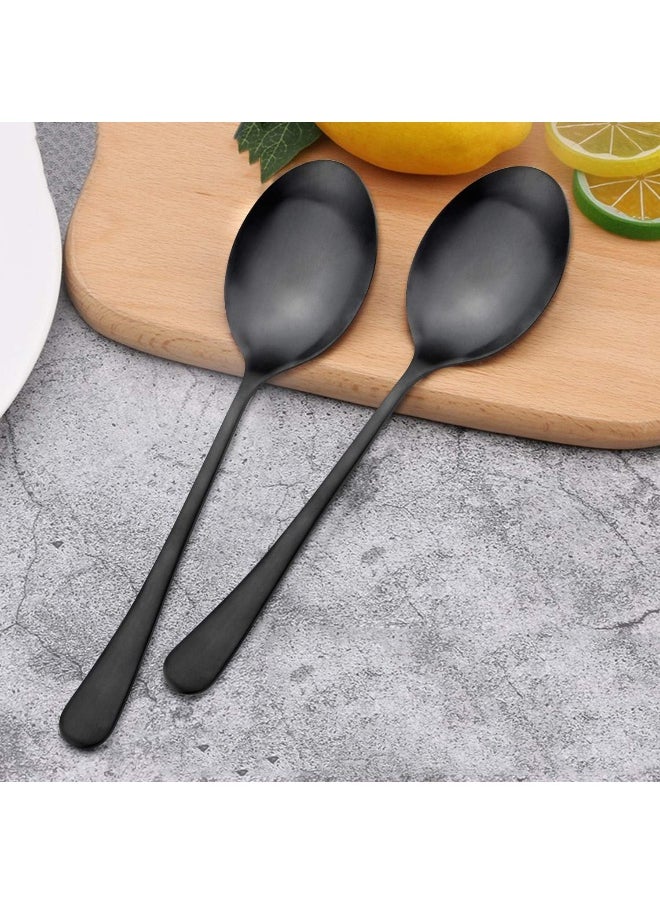 AOOSY Serving Spoons, Matte Black X-Large Spoons, 6 Pieces 9.8 Inches Serving Tablespoons, Stainless Steel Solid Buffet Banquet Flatware Kitchen Basics Serving Spoon Big Ladle Spoon