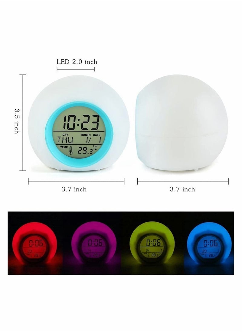 Kids LED Alarm Clock, Color Changing Night Light, Colorful Spherical Night Lamp