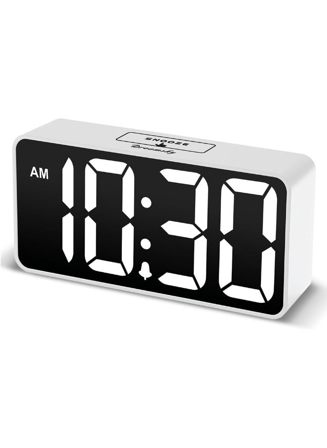 DreamSky Small Digital Alarm Clock for Bedroom, Large Big Numbers Display with Brightness Dimmer, Electric Bedside Desk Clock with USB Charging Port, Adjustable Alarm Volume, 12/24Hr, Snooze