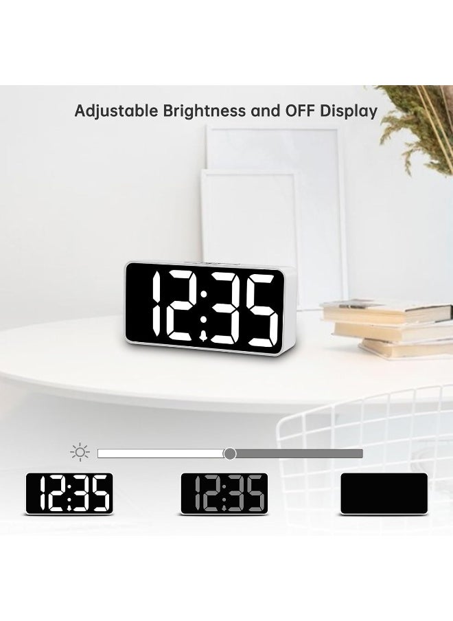 DreamSky Small Digital Alarm Clock for Bedroom, Large Big Numbers Display with Brightness Dimmer, Electric Bedside Desk Clock with USB Charging Port, Adjustable Alarm Volume, 12/24Hr, Snooze