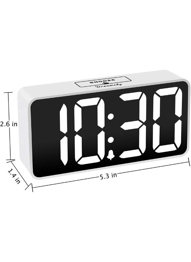 DreamSky Small Digital Alarm Clock for Bedroom, Large Big Numbers Display with Brightness Dimmer, Electric Bedside Desk Clock with USB Charging Port, Adjustable Alarm Volume, 12/24Hr, Snooze