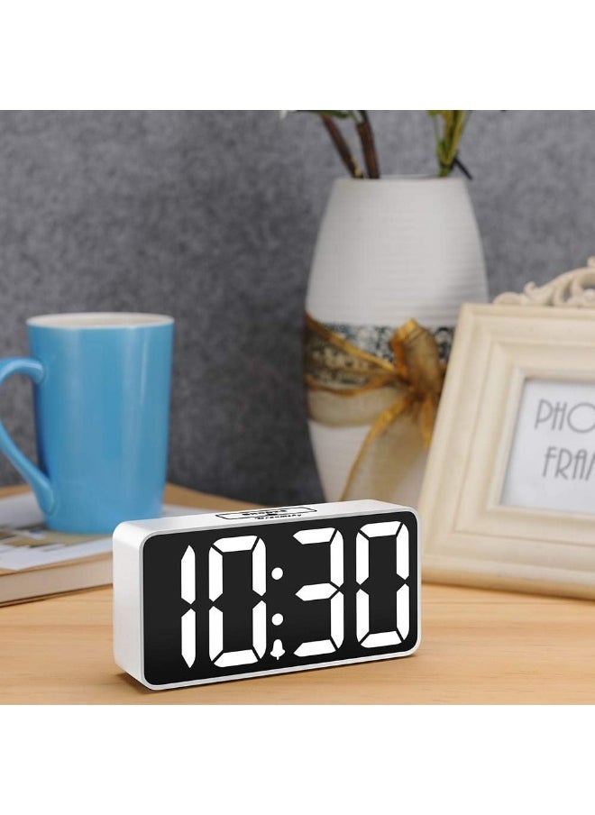 DreamSky Small Digital Alarm Clock for Bedroom, Large Big Numbers Display with Brightness Dimmer, Electric Bedside Desk Clock with USB Charging Port, Adjustable Alarm Volume, 12/24Hr, Snooze