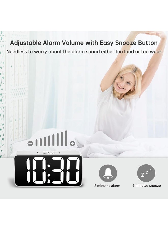 DreamSky Small Digital Alarm Clock for Bedroom, Large Big Numbers Display with Brightness Dimmer, Electric Bedside Desk Clock with USB Charging Port, Adjustable Alarm Volume, 12/24Hr, Snooze