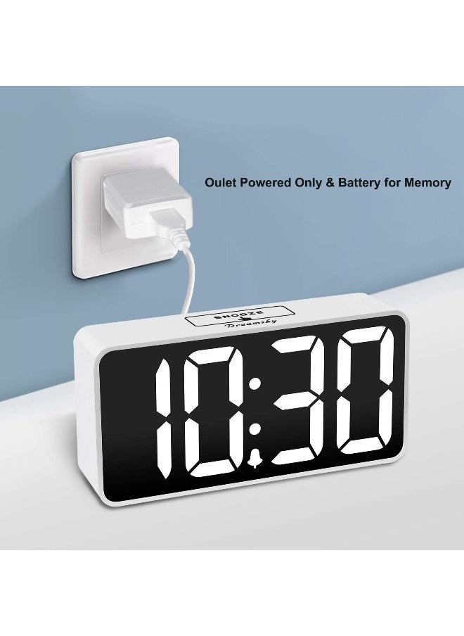 DreamSky Small Digital Alarm Clock for Bedroom, Large Big Numbers Display with Brightness Dimmer, Electric Bedside Desk Clock with USB Charging Port, Adjustable Alarm Volume, 12/24Hr, Snooze