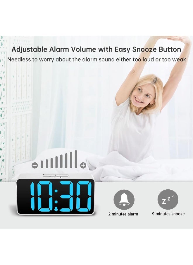DreamSky Small Digital Alarm Clock for Bedroom, Large Big Numbers Display with Brightness Dimmer, Electric Bedside Desk Clock with USB Charging Port, Adjustable Alarm Volume, 12/24Hr, Snooze