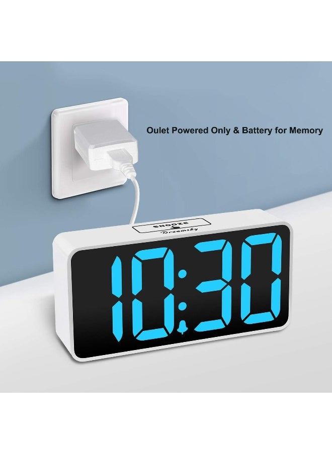 DreamSky Small Digital Alarm Clock for Bedroom, Large Big Numbers Display with Brightness Dimmer, Electric Bedside Desk Clock with USB Charging Port, Adjustable Alarm Volume, 12/24Hr, Snooze