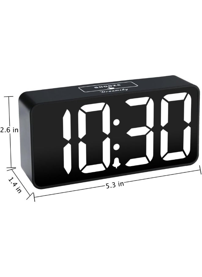 DreamSky Compact Digital Alarm Clock with USB Port for Charging, Adjustable Brightness Dimmer, Bold Digit Display,12/24Hr, Snooze (White)