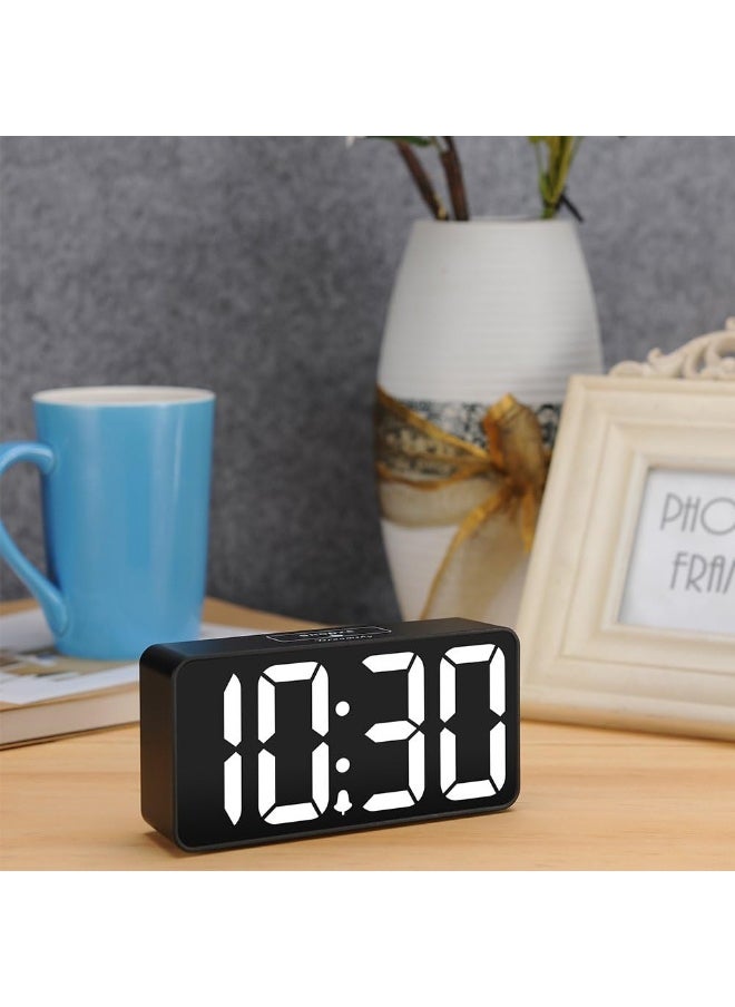 DreamSky Compact Digital Alarm Clock with USB Port for Charging, Adjustable Brightness Dimmer, Bold Digit Display,12/24Hr, Snooze (White)