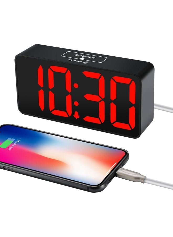 DreamSky Compact Digital Alarm Clock with USB Port for Charging