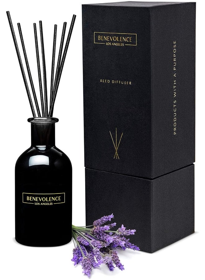 Benevolence LA Reed Diffuser Set, Lavender & Eucalyptus Fragrance Diffuser, Aromatherapy Diffuser, Scented Oil Reed Diffuser Sticks, Scented Sticks Diffuser, Stress Relief and Promote Relaxation