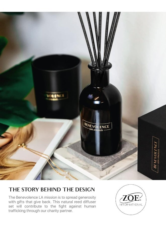 Benevolence LA Reed Diffuser Set, Lavender & Eucalyptus Fragrance Diffuser, Aromatherapy Diffuser, Scented Oil Reed Diffuser Sticks, Scented Sticks Diffuser, Stress Relief and Promote Relaxation