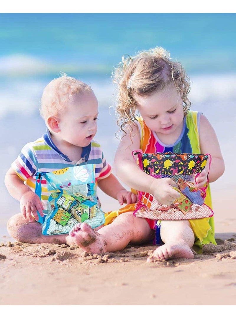 Beach Toys Shell Bags, Beach Bag for Kids Colorful Mesh Beach Bags Kids Seashell Mesh Bag for Kids Toy Storage Shell Fruit Vegetable Or Toys, Package include 5 Pcs