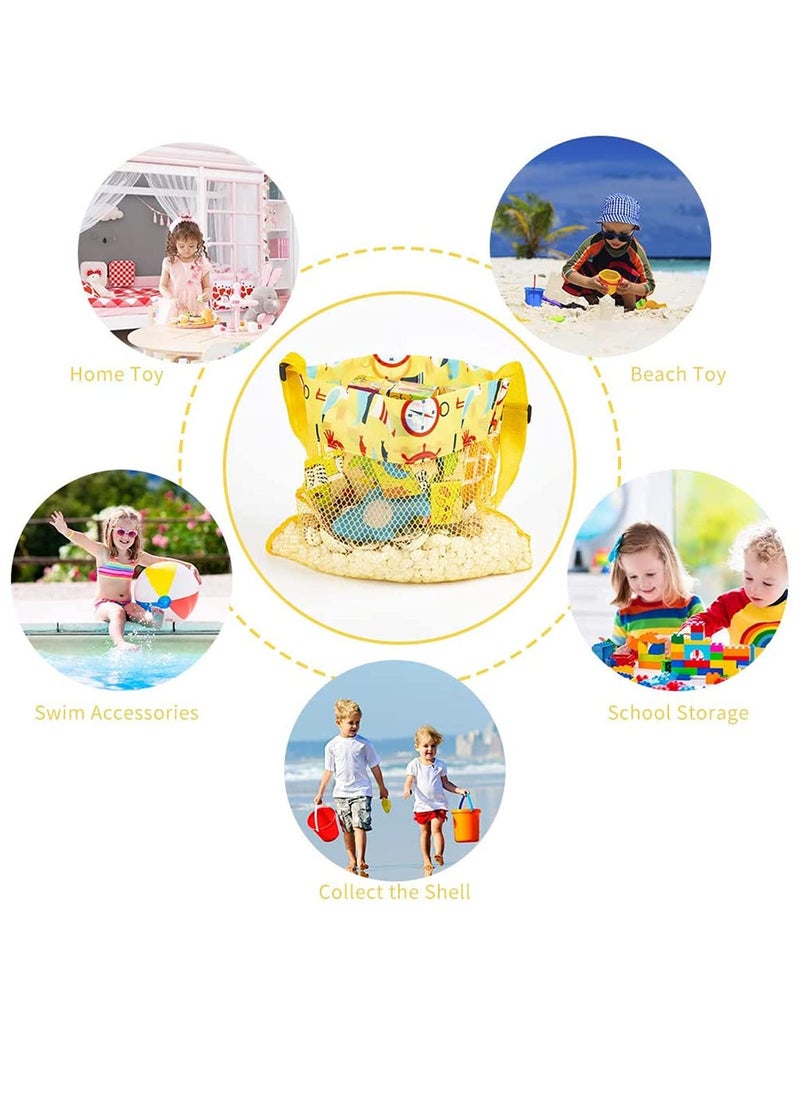 Beach Toys Shell Bags, Beach Bag for Kids Colorful Mesh Beach Bags Kids Seashell Mesh Bag for Kids Toy Storage Shell Fruit Vegetable Or Toys, Package include 5 Pcs