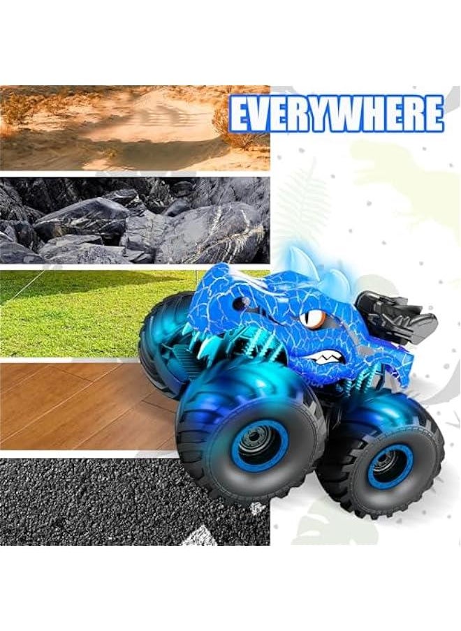 Dinosaur Remote Control Car,2.4 GHz RC 4WD Monster Trucks for Boys Girls with Light,Sound&Spray,2 Batteries,Dinosaur Toys for Kids 3-5-7, Stocking Stuffers Gifts for Boys Girls