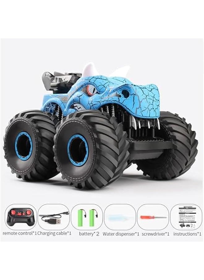 Dinosaur Remote Control Car,2.4 GHz RC 4WD Monster Trucks for Boys Girls with Light,Sound&Spray,2 Batteries,Dinosaur Toys for Kids 3-5-7, Stocking Stuffers Gifts for Boys Girls