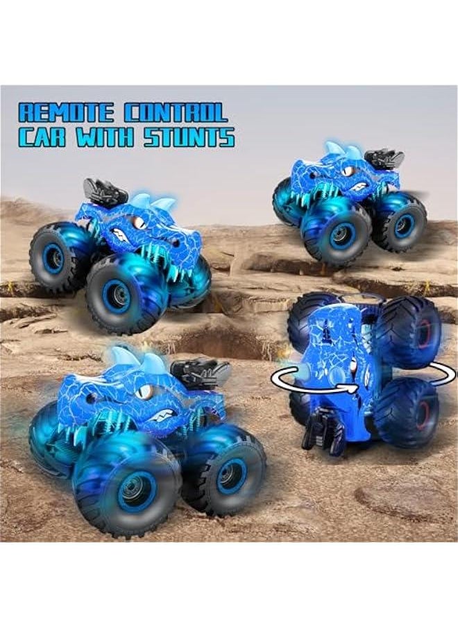 Dinosaur Remote Control Car,2.4 GHz RC 4WD Monster Trucks for Boys Girls with Light,Sound&Spray,2 Batteries,Dinosaur Toys for Kids 3-5-7, Stocking Stuffers Gifts for Boys Girls