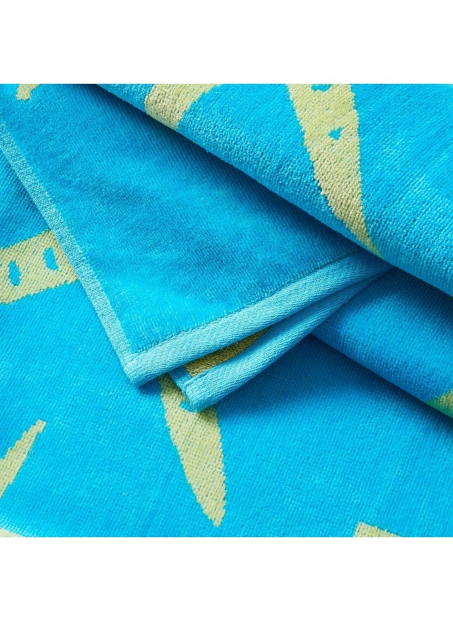 Great Bay Home Towel, Large Beach Cotton Towel Set of 2, for Adults and Kids and Pool Towels, Lightweight Quick Dry Beach Towel Pack, Starfish - Blue/Yellow