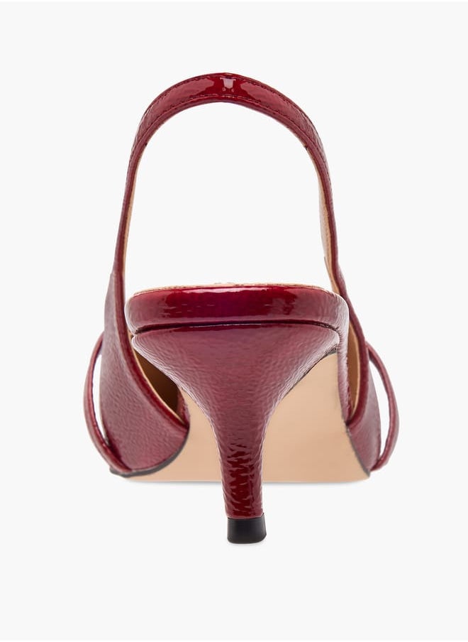 Women's Logo Accent Slingback Shoes with Stiletto Heels