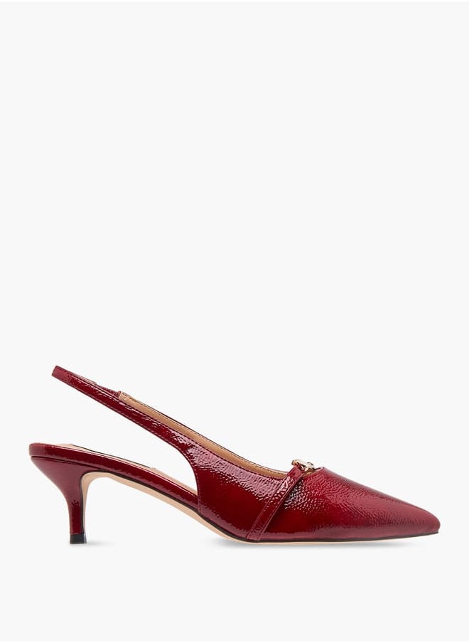 Women's Logo Accent Slingback Shoes with Stiletto Heels
