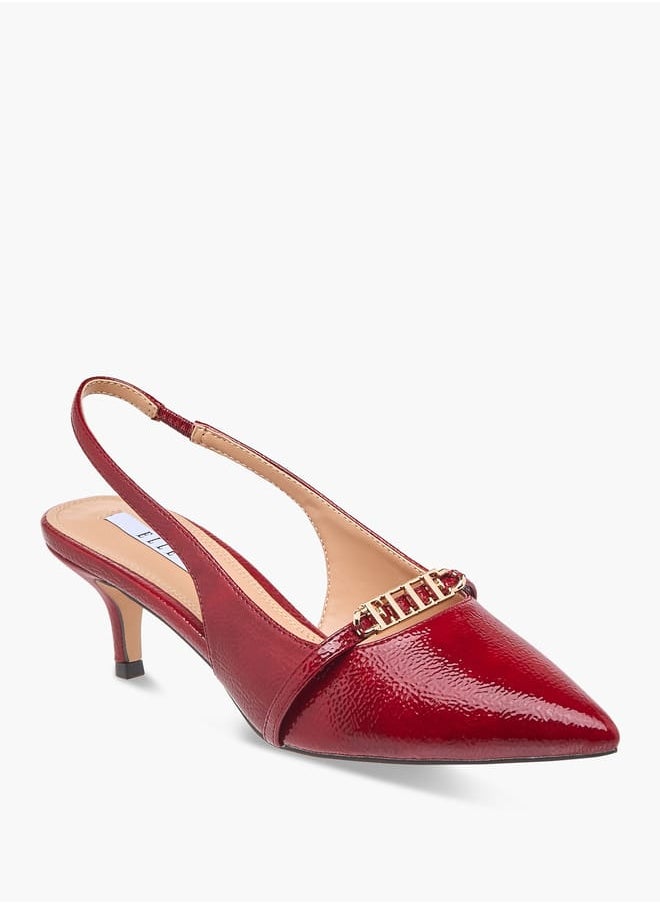 Women's Logo Accent Slingback Shoes with Stiletto Heels