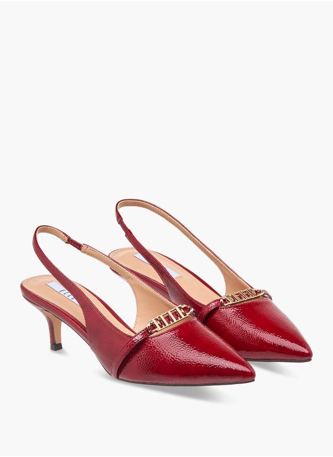 Women's Logo Accent Slingback Shoes with Stiletto Heels
